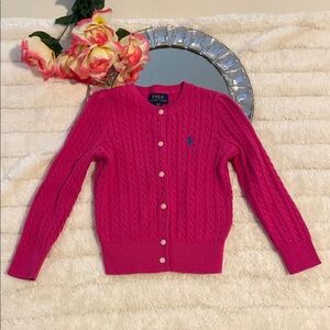 Polo by Ralph Lauren Girls Pink Cable Knit Cardigan
